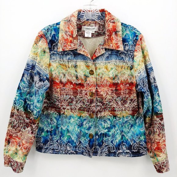COLDWATER CREEK Lightweight Jacquard Cotton Jacket - Picture 1 of 6